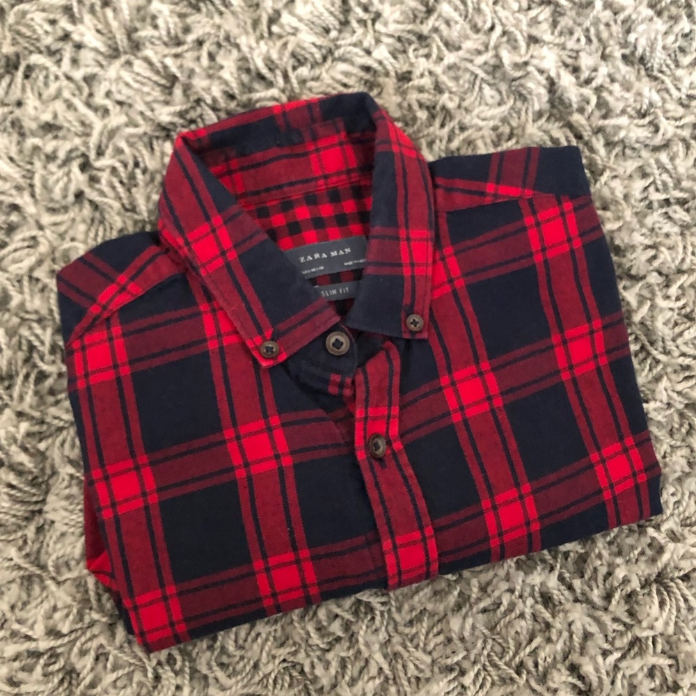 Zara Men’s Slim fit button down long sleeve Shirt